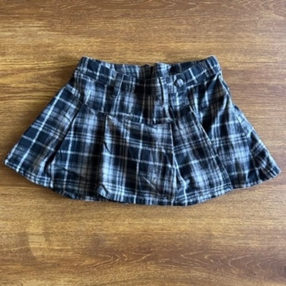 NWOT Free People Plaid Pleated Mini Skort Flannel Grunge Dark Academia XS (FLAW)